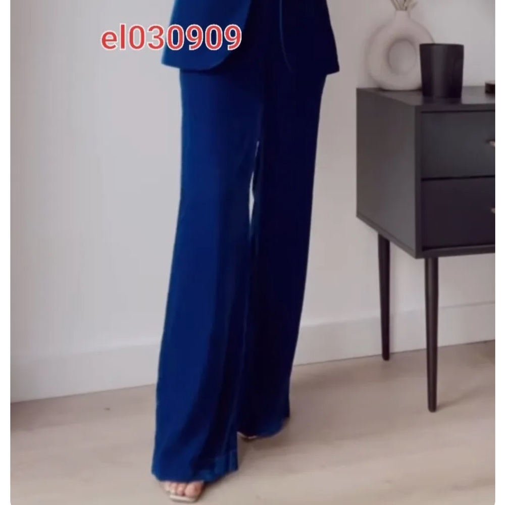 Zara ink blue fluid velvet pants NWT size L (matching jacket is listed as well)